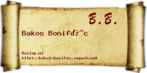 Bakos Bonifác névjegykártya